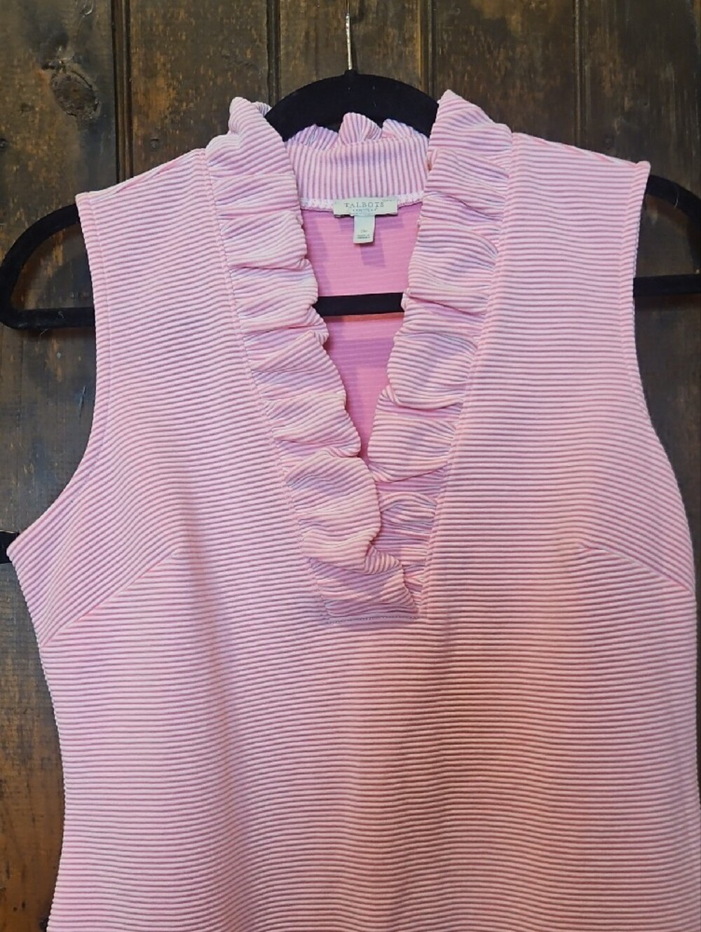 Talbots Pink Ruffle V-Neck Sheath Dress - Picture 2 of 5